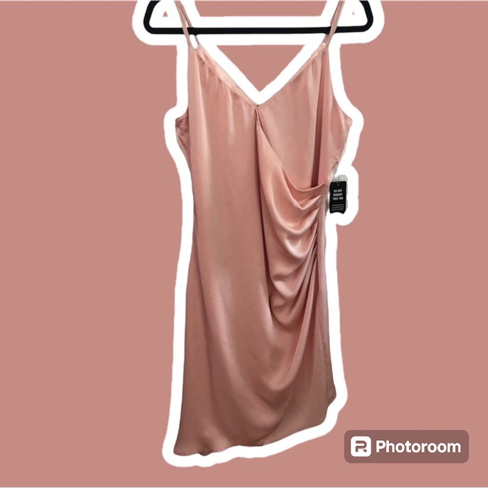 Brand New NWT Pink Satin Express Dress with Ruched Detail Size M